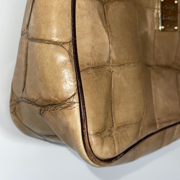 DOONEY & BOURKE TAN CROC BIT LEATHER HOBO PURSE - Picture 3 of 12